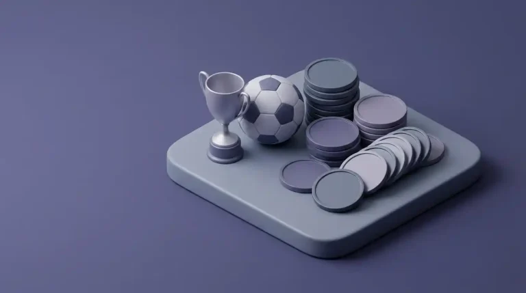 Composizione di casinò cripto e scommesse con dadi e trofeo
