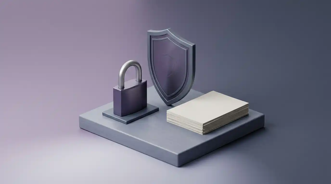 Lucchetto scudo e documenti ordinati come simboli di sicurezza